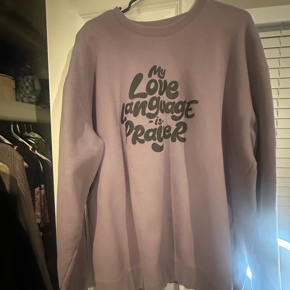 Lavender Sweatshirt with Graphic Text